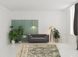 8' X 10' Blue And Beige Oriental Printed Stain Resistant Non Skid Area Rug