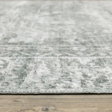 8' X 10' Blue And Beige Oriental Printed Stain Resistant Non Skid Area Rug
