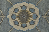 5' X 8' Blue Gray And Taupe Wool Floral Hand Knotted Stain Resistant Area Rug