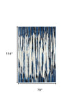 7' X 10' Ivory Blue And Gray Abstract Distressed Area Rug