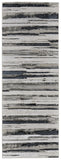 8' Beige and Black Abstract Distressed Runner Rug