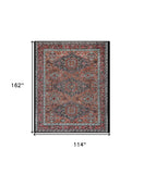 10' x 13' Blue and Red Wool Floral Hand Knotted Distressed Area Rug