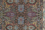 10' x 13' Blue and Red Wool Floral Hand Knotted Distressed Area Rug