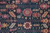 8' Pink Blue And Orange Wool Floral Hand Knotted Distressed Stain Resistant Runner Rug With Fringe