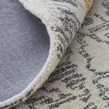 8' Gray Ivory And Orange Round Wool Geometric Tufted Handmade Area Rug
