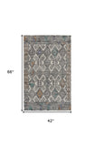 8' Gray Ivory And Orange Round Wool Geometric Tufted Handmade Area Rug