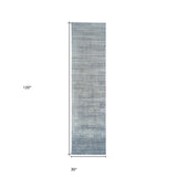 10' Blue and Gray Ombre Hand Woven Runner Rug