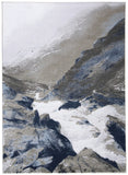 8' X 11' Blue Gray And White Abstract Area Rug