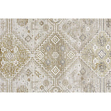 8' Gold and Ivory Floral Runner Rug