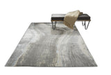 13' X 20' Gray Ivory And Blue Abstract Area Rug