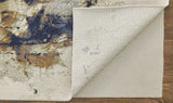 9' X 12' Blue Orange And Ivory Abstract Power Loom Area Rug