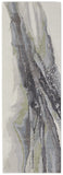 8' Green Purple And Ivory Abstract Power Loom Runner Rug
