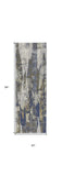 8' Blue Gray And Tan Abstract Power Loom Distressed Runner Rug