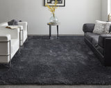 9' X 12' Black Shag Power Loom Area Rug