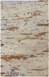 10' X 14' Ivory Blue And Brown Wool Abstract Tufted Handmade Area Rug
