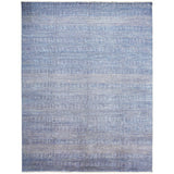 8' x 10' Blue and Silver Wool Striped Hand KNotted Area Rug
