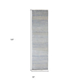8' x 10' Blue and Silver Wool Striped Hand KNotted Area Rug