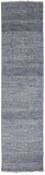 12' Blue And Gray Wool Striped Hand Knotted Runner Rug