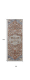 12' Orange Ivory And Blue Floral Power Loom Runner Rug With Fringe
