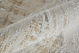 12' X 15' Tan Ivory And Blue Geometric Power Loom Distressed Area Rug