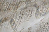 12' Tan Ivory And Blue Abstract Power Loom Distressed Runner Rug