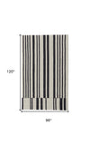 8' X 10' Ivory And Black Wool Abstract Tufted Handmade Area Rug
