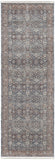 12' Blue And Red Floral Power Loom Runner Rug