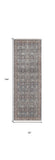 12' Blue And Red Floral Power Loom Runner Rug