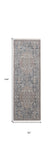 12' Blue And Red Floral Power Loom Runner Rug