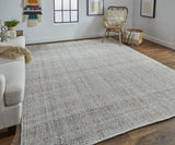12' Blue Red And Gray Floral Power Loom Runner Rug