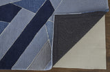 9' X 12' Blue And Silver Wool Geometric Tufted Handmade Area Rug