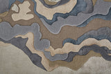 12' X 15' Tan Brown And Blue Wool Abstract Tufted Handmade Area Rug