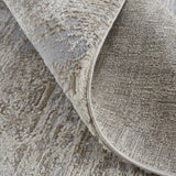 12' X 15' Ivory Gray And Tan Abstract Power Loom Distressed Stain Resistant Area Rug