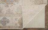 4' X 6' Ivory Tan And Blue Floral Hand Knotted Stain Resistant Area Rug
