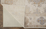 4' X 6' Ivory Tan And Blue Floral Hand Knotted Stain Resistant Area Rug