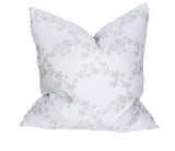 20" X 20" Gray and White Floral Polyester Zippered Pillow