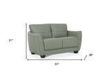 57" Pale Green Leather And Black Love Seat