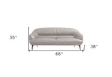 66" Gray And Black Leather Loveseat
