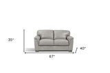 66" Gray And Black Leather Loveseat