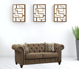 67" Brown 100% Linen And Black Love Seat