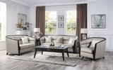 63" Rose Gold And Pearl Faux Leather Curved Loveseat and Toss Pillows