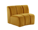 43" Yellow And Black Velvet Slipper Chair