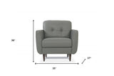 35" Pesto Green Genuine Leather And Black Tufted Arm Chair