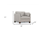 36" Dusty White Genuine Leather And Black Arm Chair