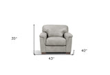 36" Dusty White Genuine Leather And Black Arm Chair