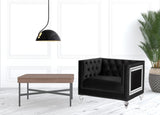 40" Burgundy Velvet And Black Tufted Arm Chair