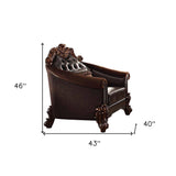 43" Gray and Bone Faux Leather Tufted Wingback Chair