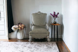 34" Bone Faux Leather Arm Chair