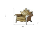 34" Bone Faux Leather Arm Chair