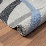 5' X 7' Ivory Blue and Gray Geometric Area Rug